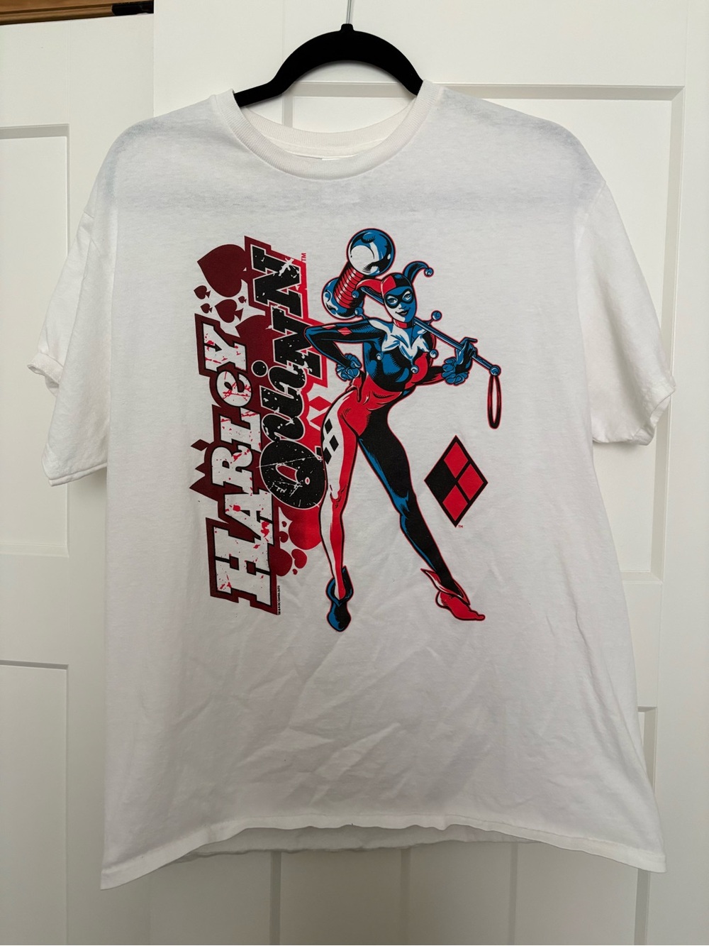 Delta White Tee with Red & Blue Graphic Size Large